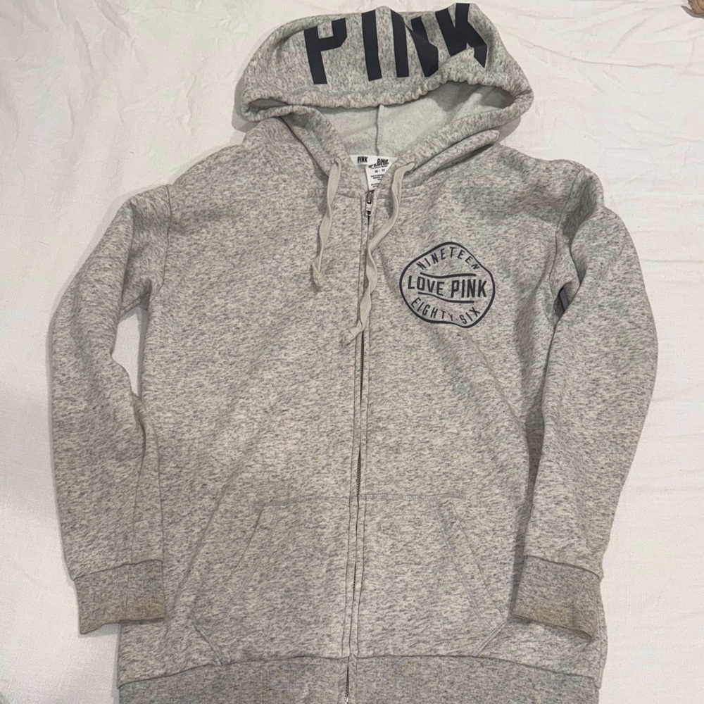 PINK Victoria's Secret Heather Gray Women's Zip-Up Hoodie